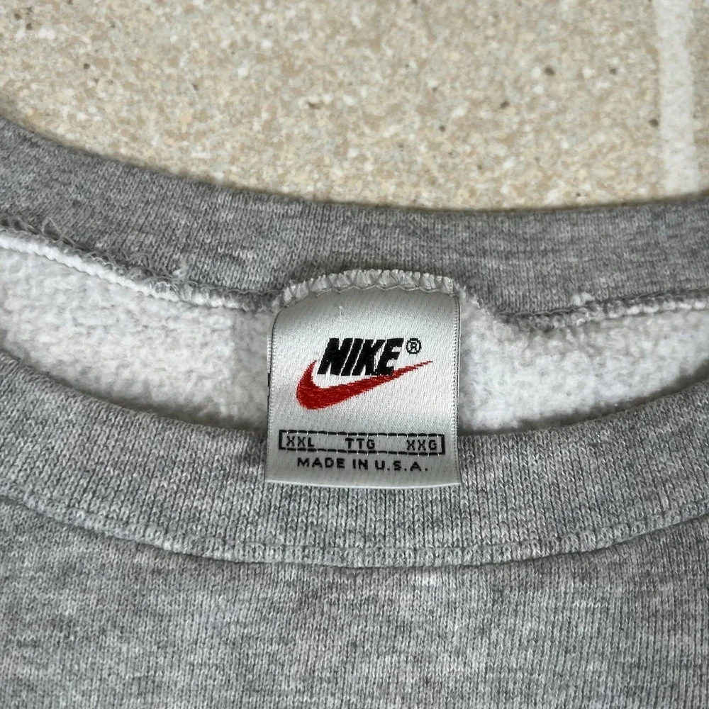 Vintage 90's Nike Sweatshirt Crewneck Gray Size 2XL Made In USA Swoosh White Tag